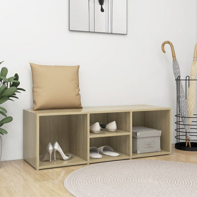 Shoe Storage Bench Natural Oak Wide & Deep 4 Compartments