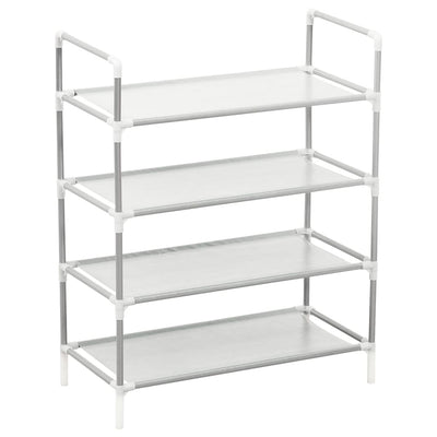Shoe Rack Silver Metal & Non-Woven Fabric 4 Tiers