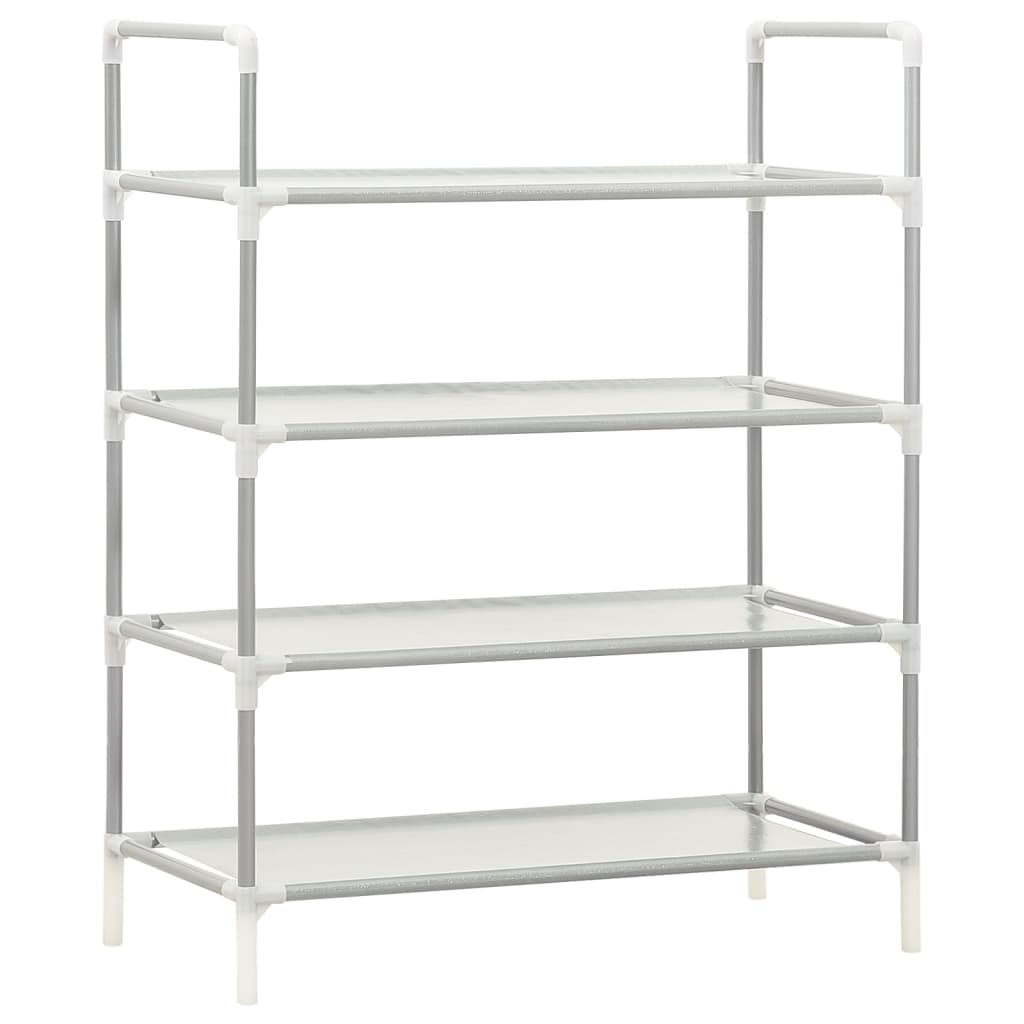 Shoe Rack Silver Metal & Non-Woven Fabric 4 Tiers
