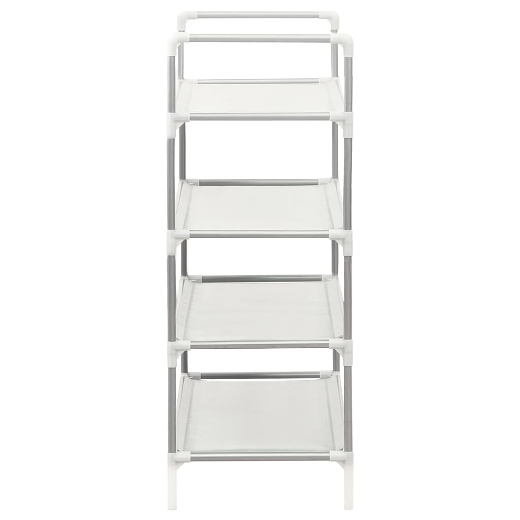 Shoe Rack Silver Metal & Non-Woven Fabric 4 Tiers