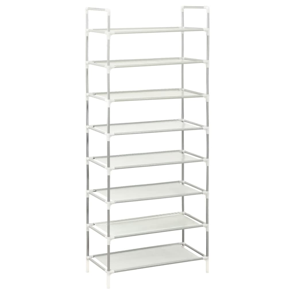 Shoe Rack Silver Metal & Non-Woven Fabric 8 Tiers