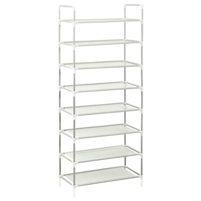 Shoe Rack Silver Metal & Non-Woven Fabric 8 Tiers