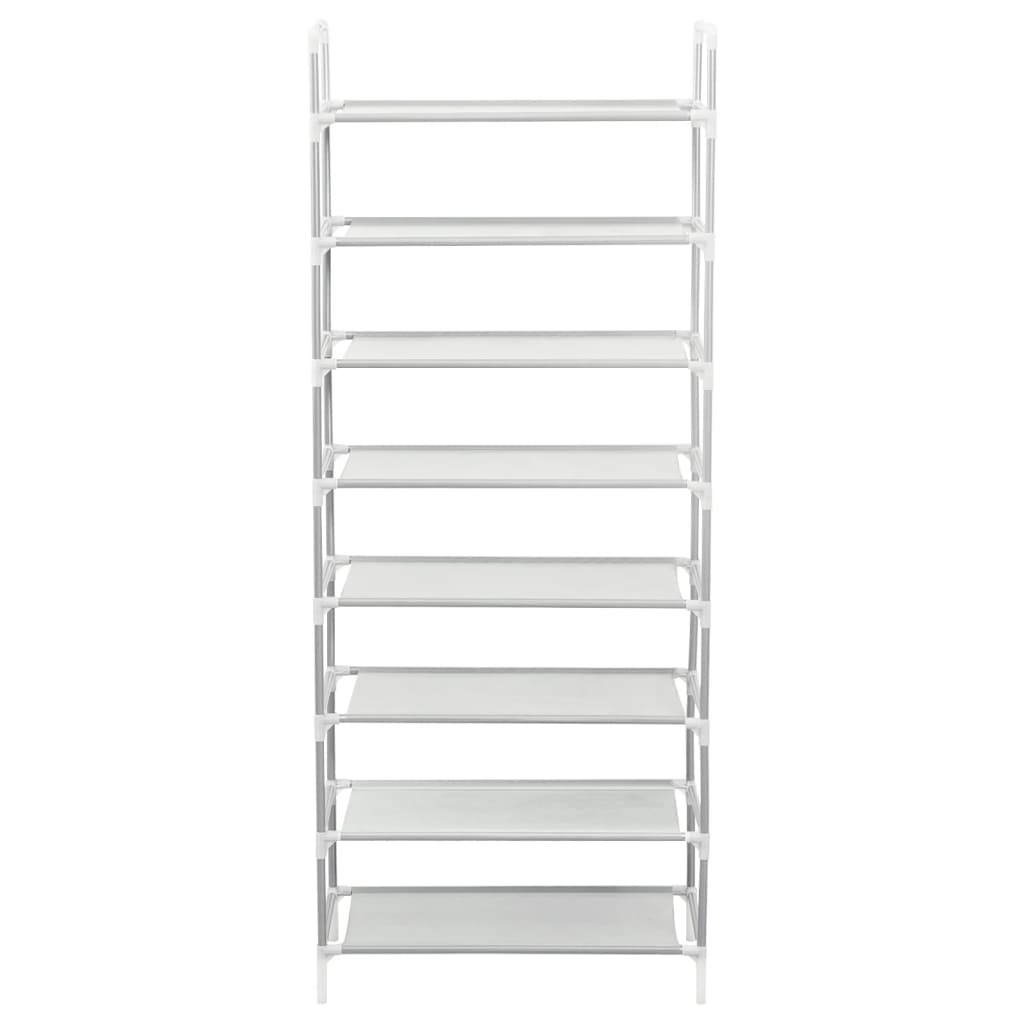 Shoe Rack Silver Metal & Non-Woven Fabric 8 Tiers