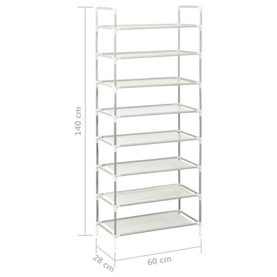 Shoe Rack Silver Metal & Non-Woven Fabric 8 Tiers