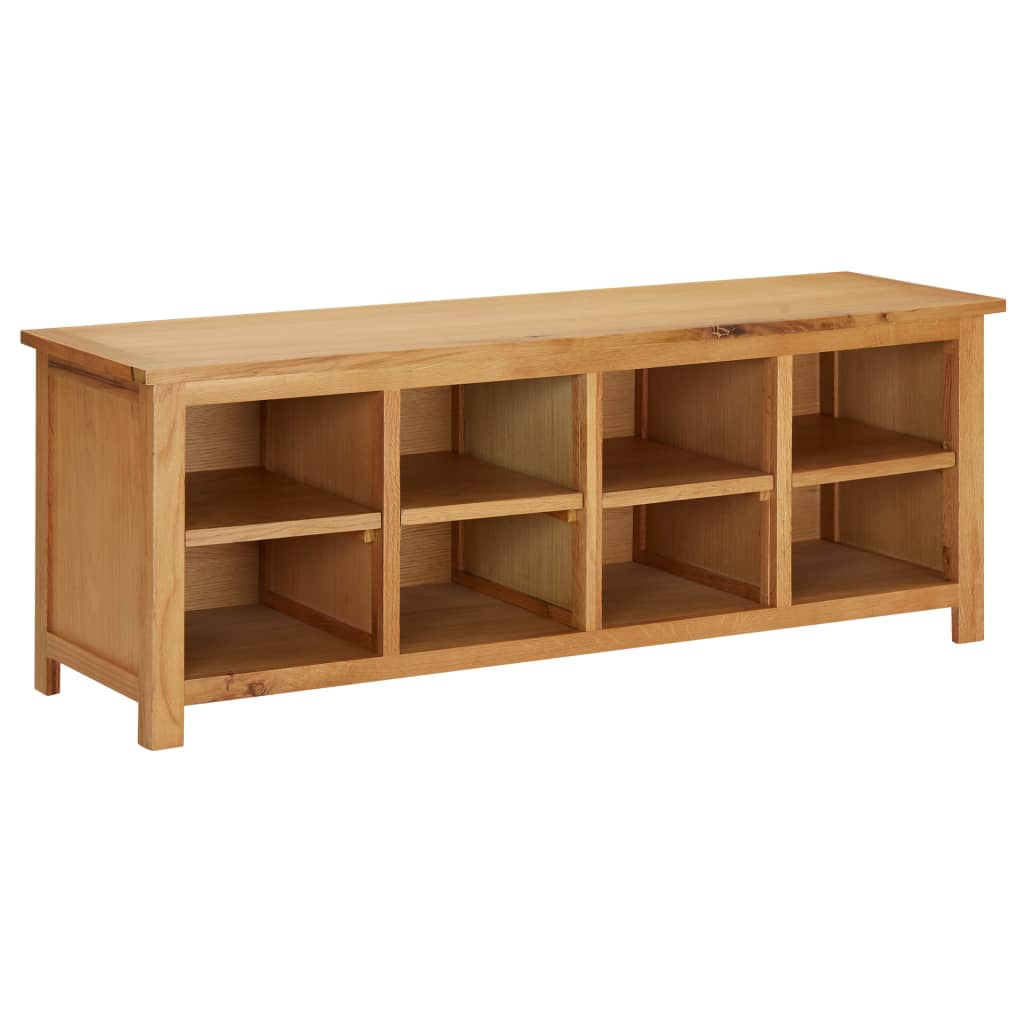 Shoe Rack Natural Solid Oak 8 Compartments Rectangular