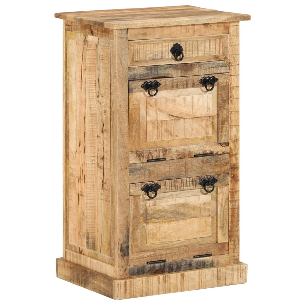 Shoe Cabinet Solid Walnut 3 Compartments Rectangular