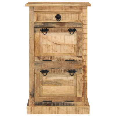 Shoe Cabinet Solid Walnut 3 Compartments Rectangular
