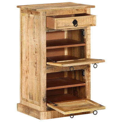Shoe Cabinet Solid Walnut 3 Compartments Rectangular