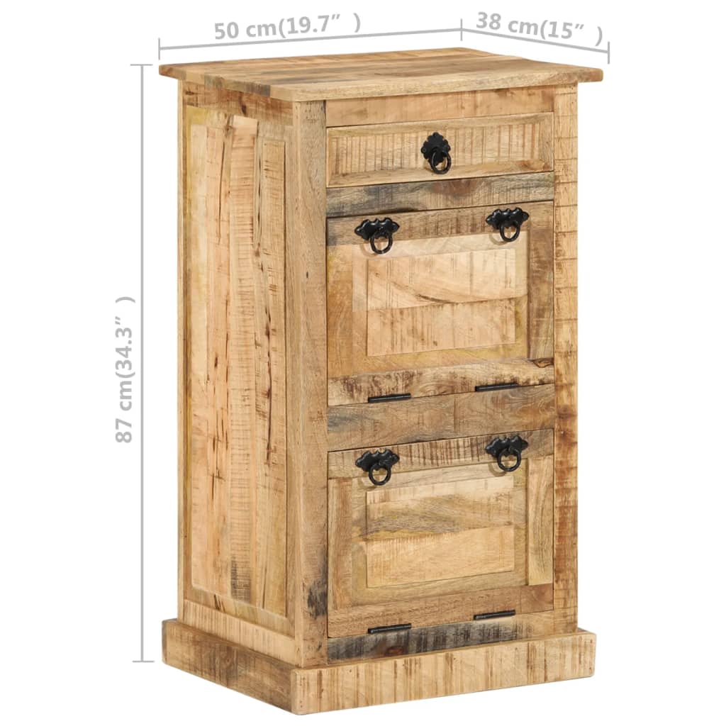Shoe Cabinet Solid Walnut 3 Compartments Rectangular