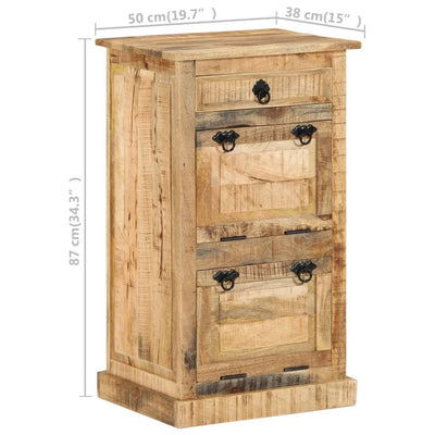 Shoe Cabinet Solid Walnut 3 Compartments Rectangular