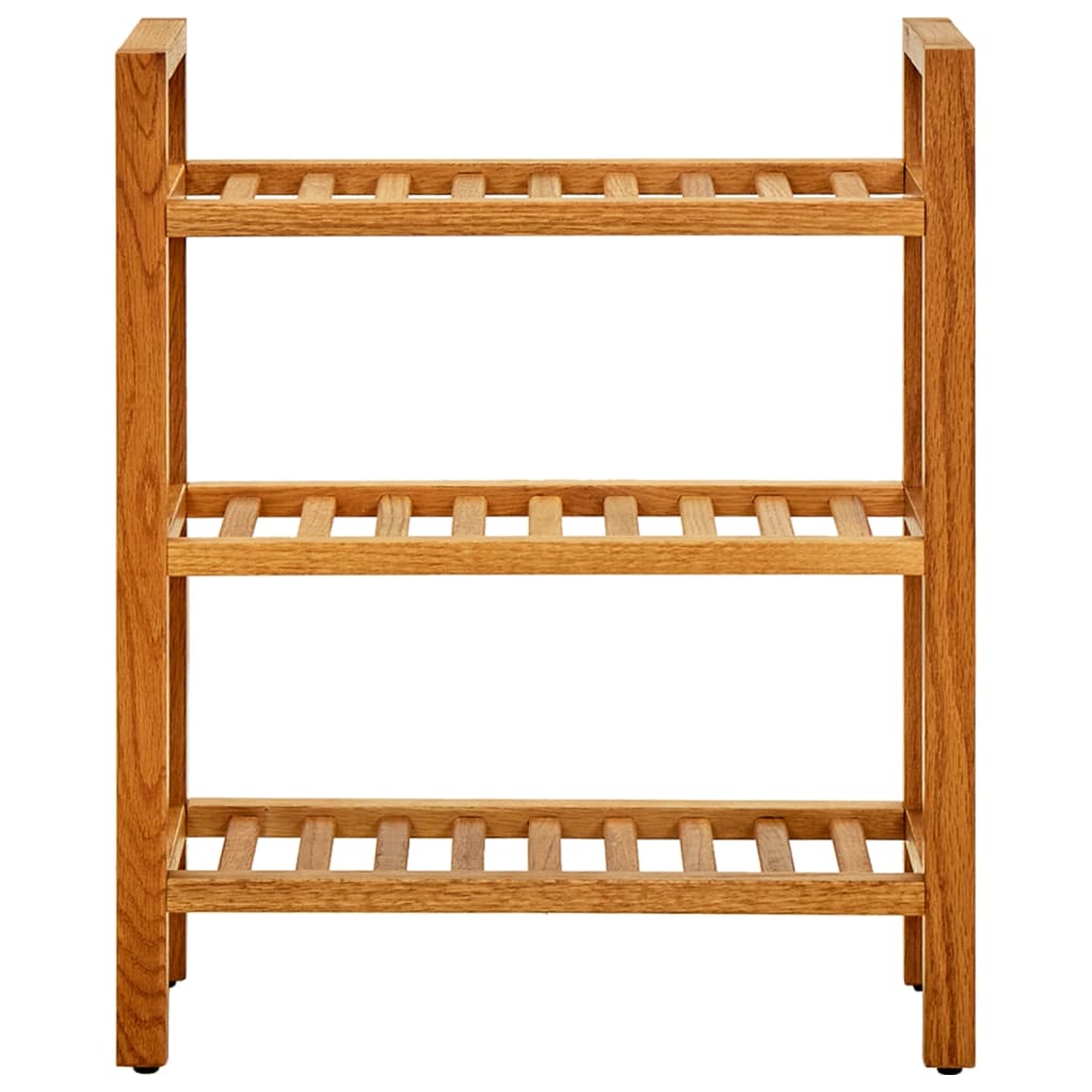 Shoe Rack Natural Solid Oak 3 Tiers