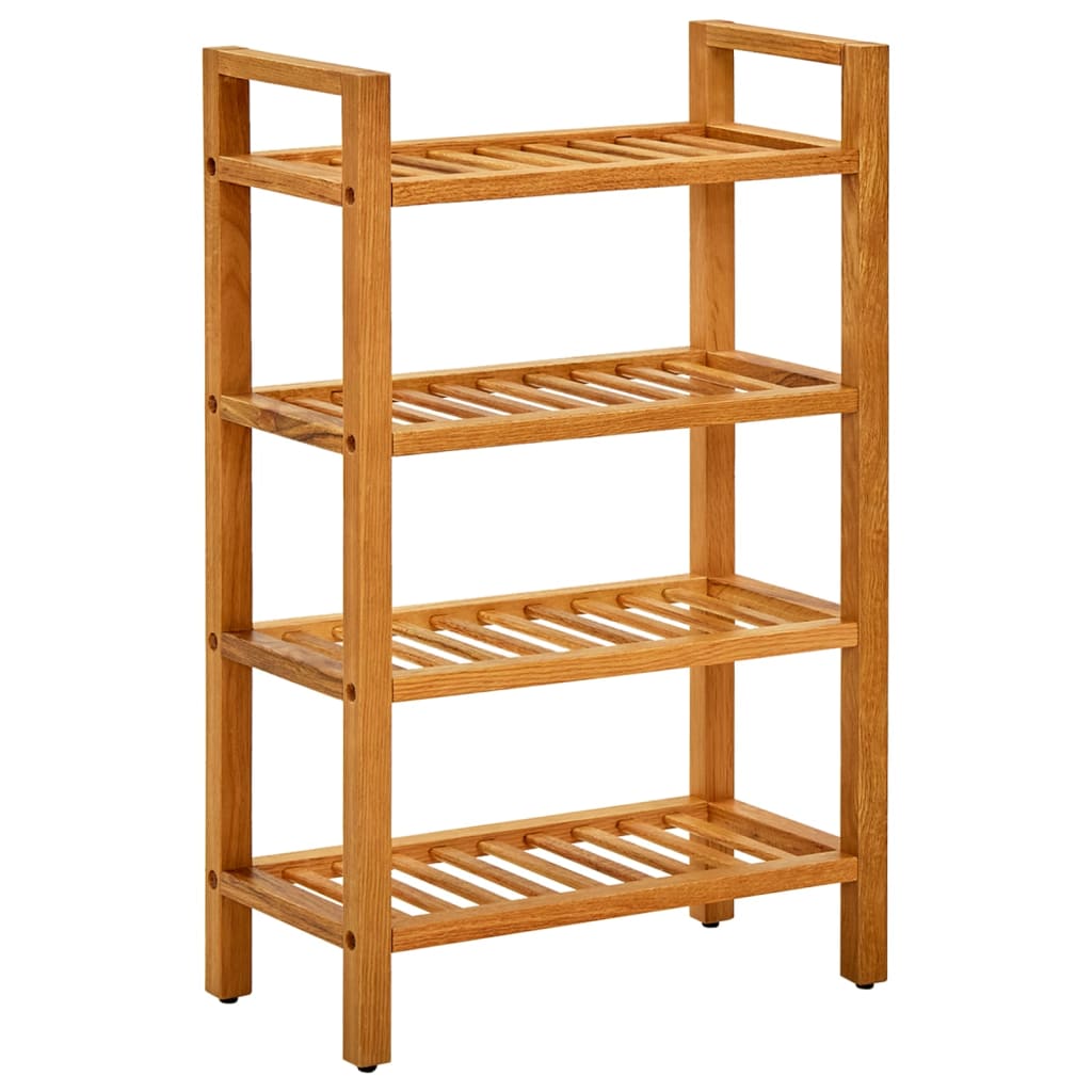 Shoe Rack Natural Solid Oak 4 Tiers