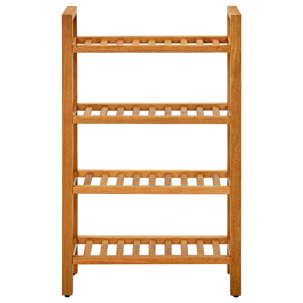 Shoe Rack Natural Solid Oak 4 Tiers