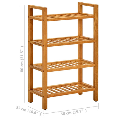 Shoe Rack Natural Solid Oak 4 Tiers