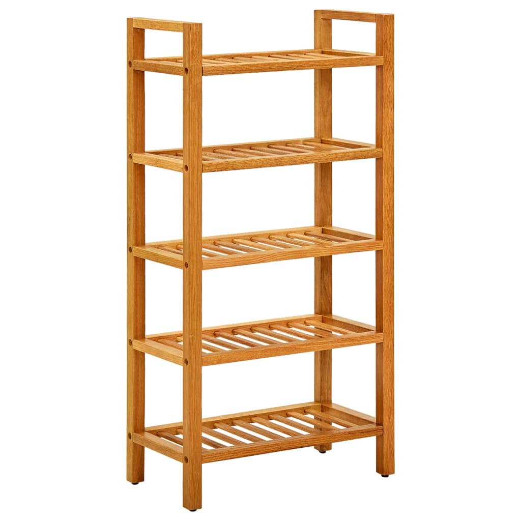 Shoe Rack Natural Solid Oak 5 Tiers