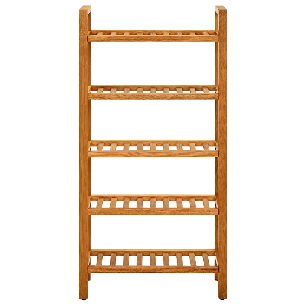 Shoe Rack Natural Solid Oak 5 Tiers
