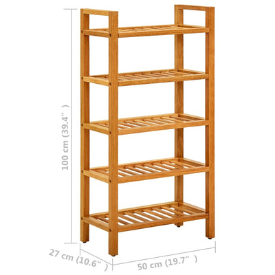 Shoe Rack Natural Solid Oak 5 Tiers