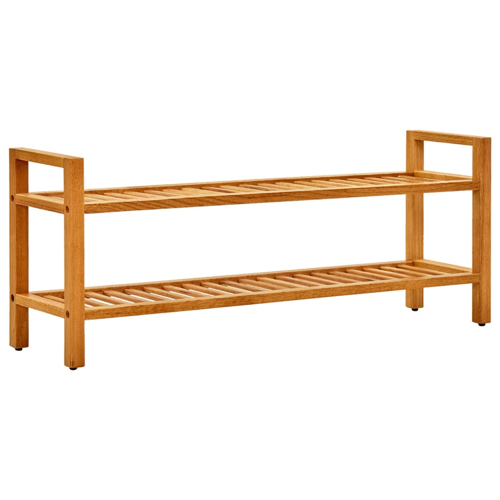 Shoe Rack Natural Solid Oak 2 Tiers