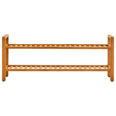 Shoe Rack Natural Solid Oak 2 Tiers