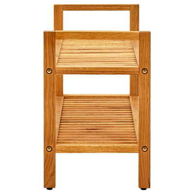 Shoe Rack Natural Solid Oak 2 Tiers