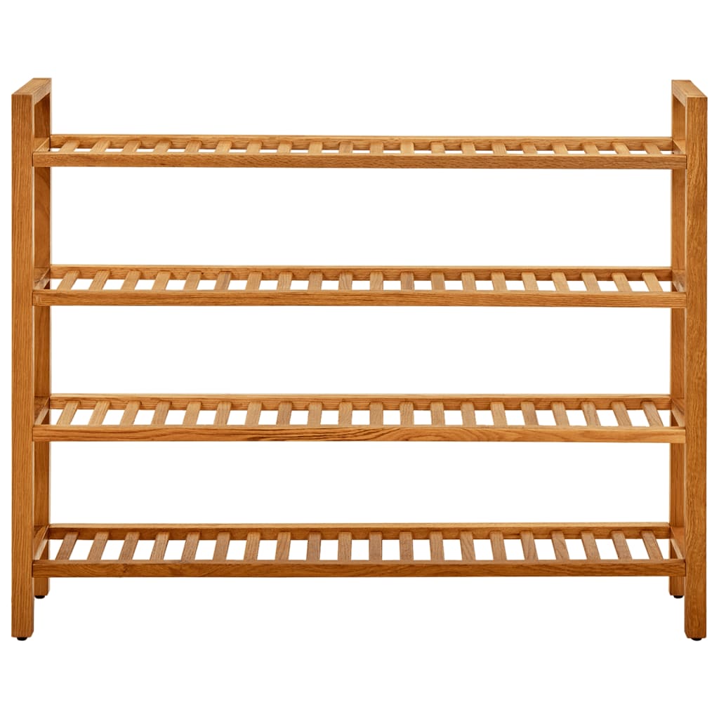 Shoe Rack Natural Solid Oak 4 Tiers