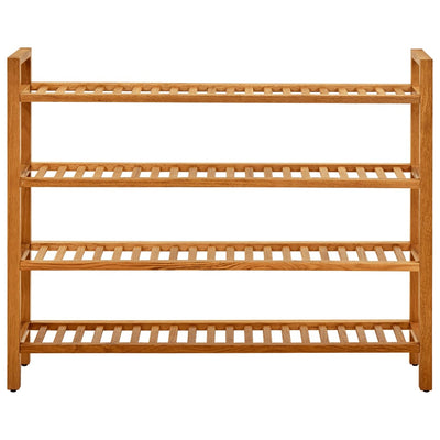 Shoe Rack Natural Solid Oak 4 Tiers