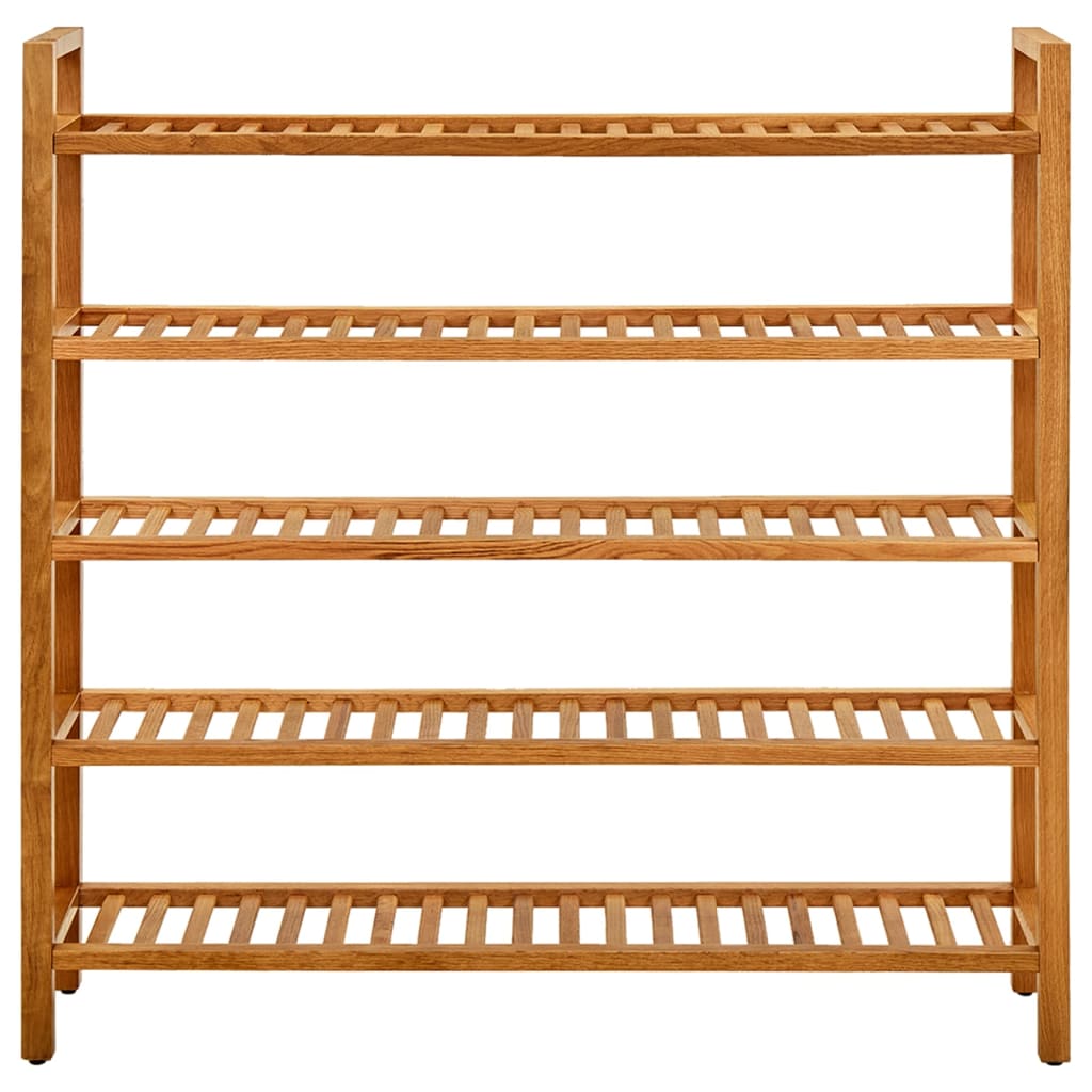 Shoe Rack Natural Solid Oak 5 Tiers