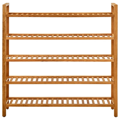 Shoe Rack Natural Solid Oak 5 Tiers
