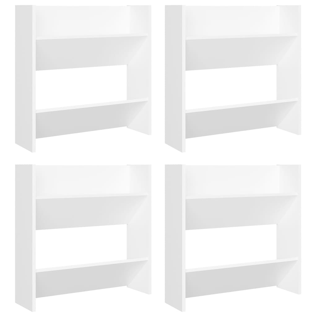 Set of 4 2 Pair Modern 23" Wall Mounted Wooden Shoe Cabinet