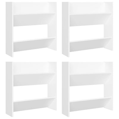 Set of 4 2 Pair Modern 23" Wall Mounted Wooden Shoe Cabinet
