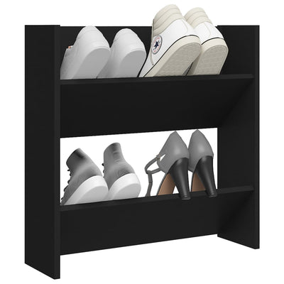 6 Pair Modern 23" Wall Mounted Pine Shoe Cabinet With 2 Tiers