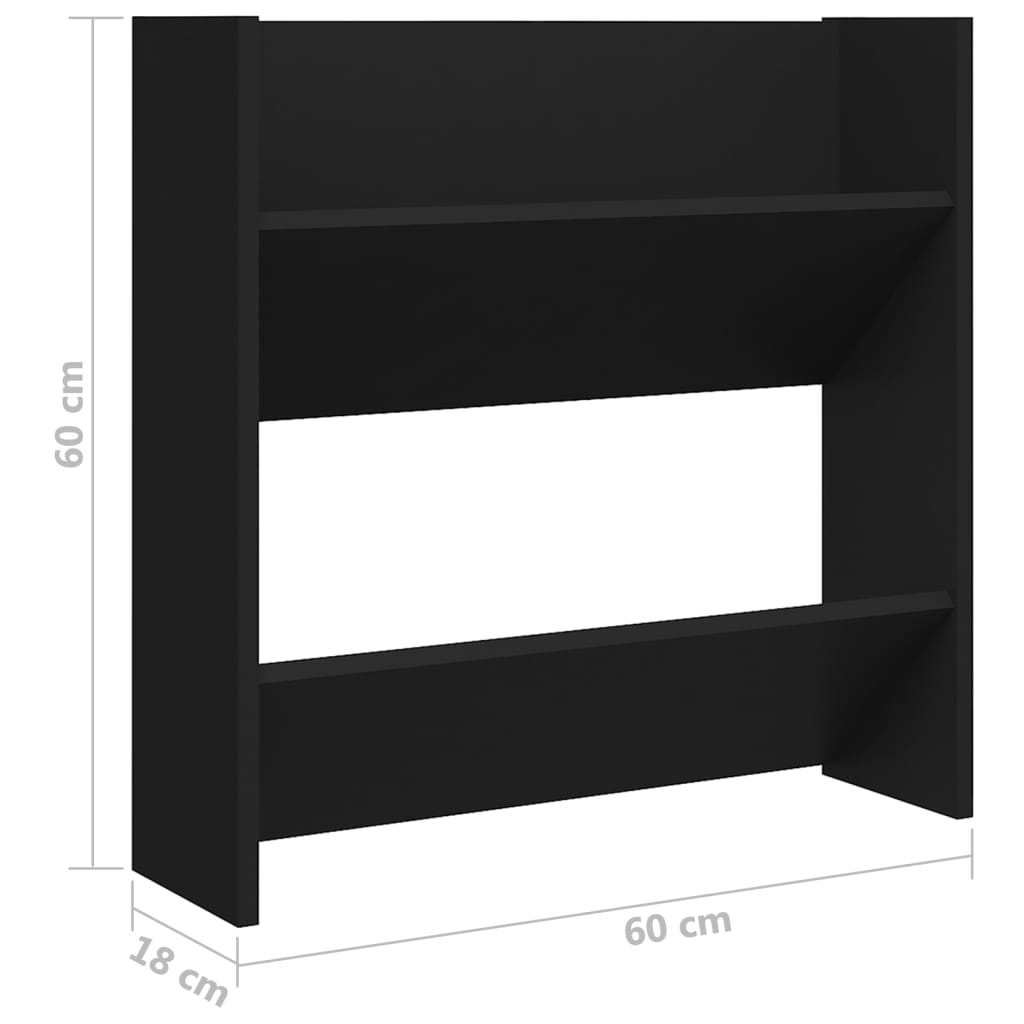 6 Pair Modern 23" Wall Mounted Pine Shoe Cabinet With 2 Tiers