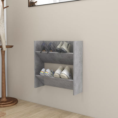 6 Pair Modern 23" Wall Mounted Pine Shoe Cabinet With 2 Tiers