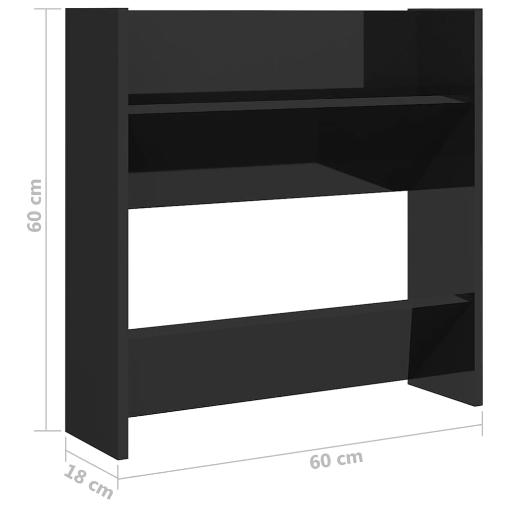 4 Pair Modern 23" Wall Mounted Pine Shoe Cabinet With 2 Tiers