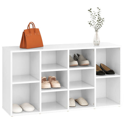 Shoe Storage Bench Natural Oak Rectangular 10 Compartments