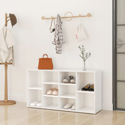 Shoe Storage Bench Natural Oak Rectangular 10 Compartments