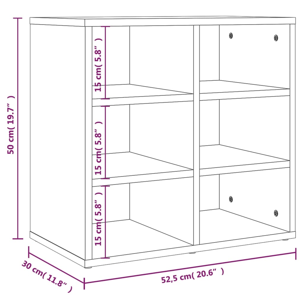 Shoe Storage Cabinet Sonoma Oak 6 Compartments Rectangular
