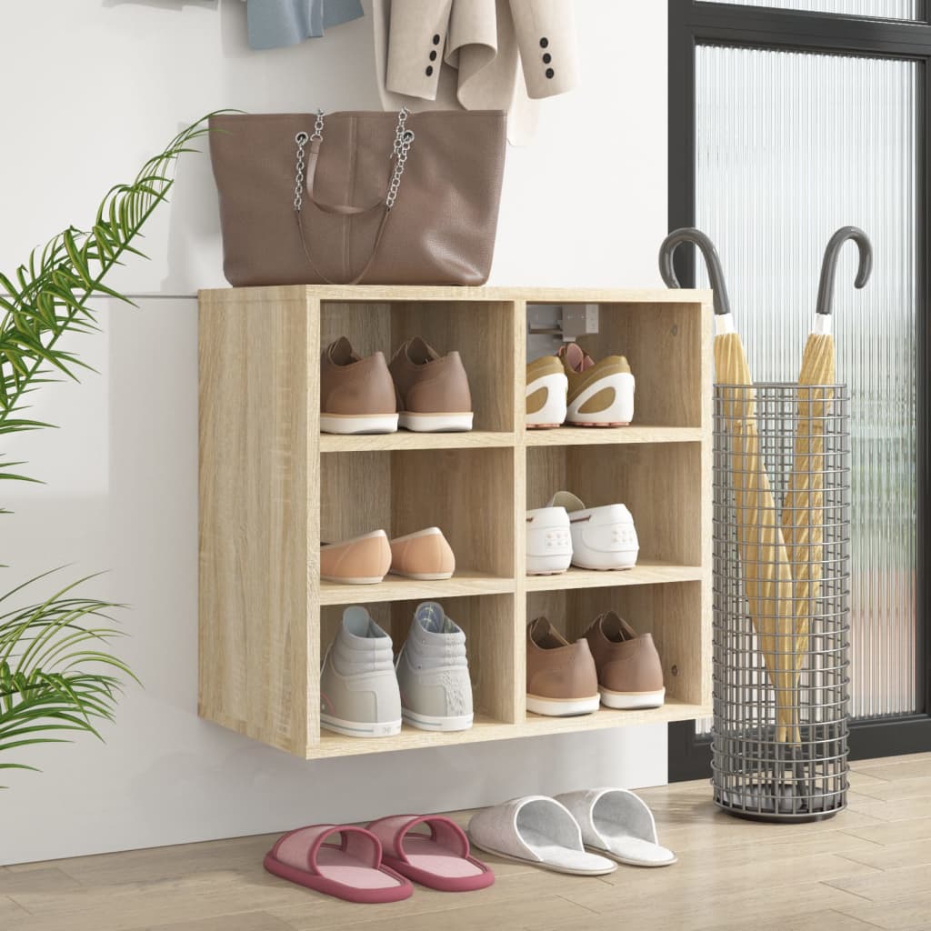 Shoe Storage Cabinet Sonoma Oak 6 Compartments Rectangular