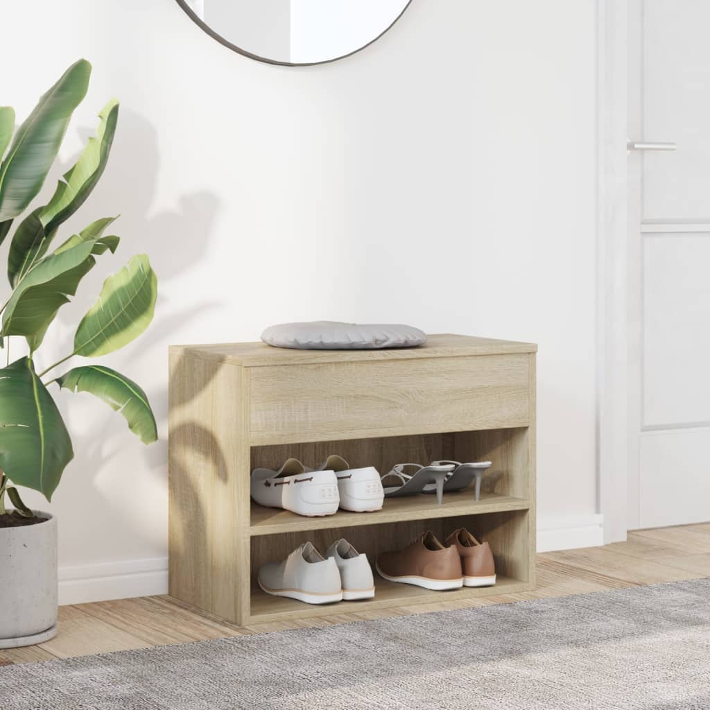 Shoe Storage Bench Sonoma Oak 3 Compartments Wide & Long
