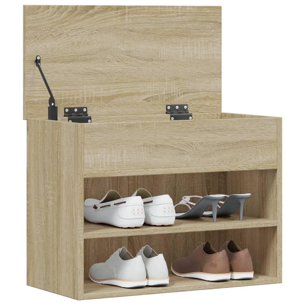 Shoe Storage Bench Sonoma Oak 3 Compartments Wide & Long