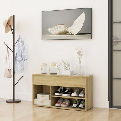 Shoe Storage Bench Sonoma Oak 5 Compartments Wide & Long