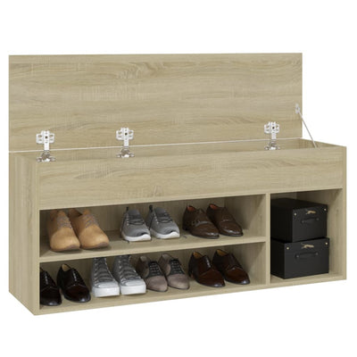 Shoe Storage Bench Sonoma Oak 3 Compartments Wide & Long