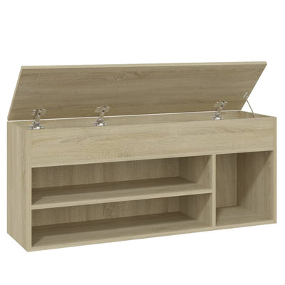 Shoe Storage Bench Sonoma Oak 3 Compartments Wide & Long