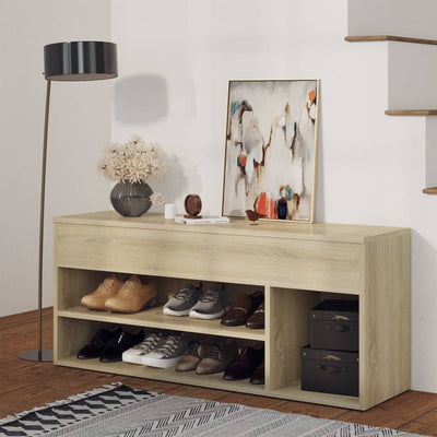 Shoe Storage Bench Sonoma Oak 3 Compartments Wide & Long