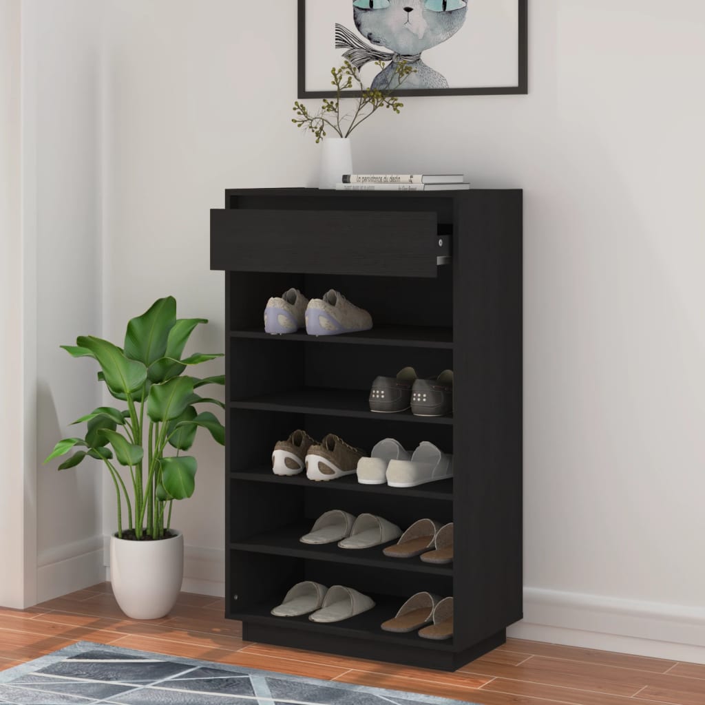 Wooden Shoe Cabinet Solid Pine 12 Compartments Tall