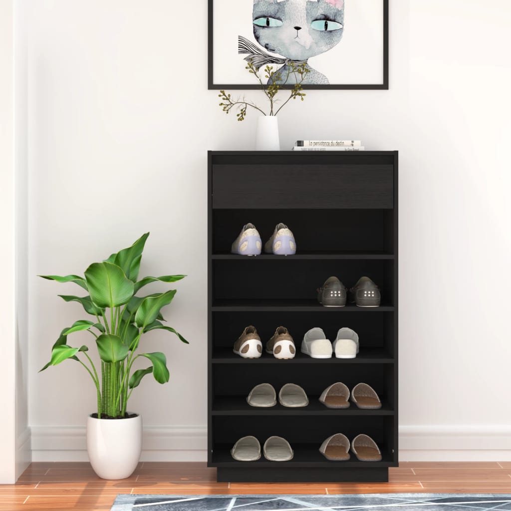 Wooden Shoe Cabinet Solid Pine 12 Compartments Tall
