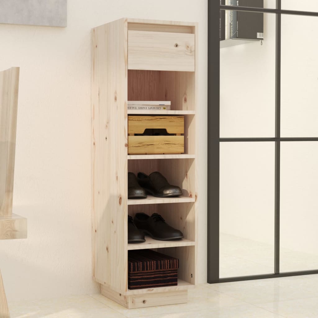 15 Pair 11" Tall & Narrow Scandinavian Solid Pinewood Shoe Cabinet