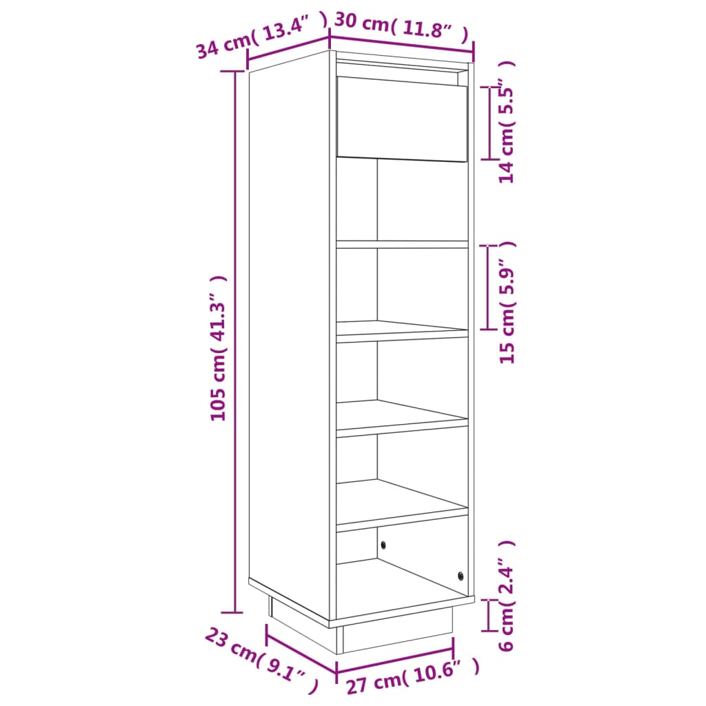 15 Pair 11" Tall & Narrow Scandinavian Solid Pinewood Shoe Cabinet
