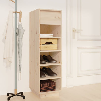 15 Pair 11" Tall & Narrow Scandinavian Solid Pinewood Shoe Cabinet
