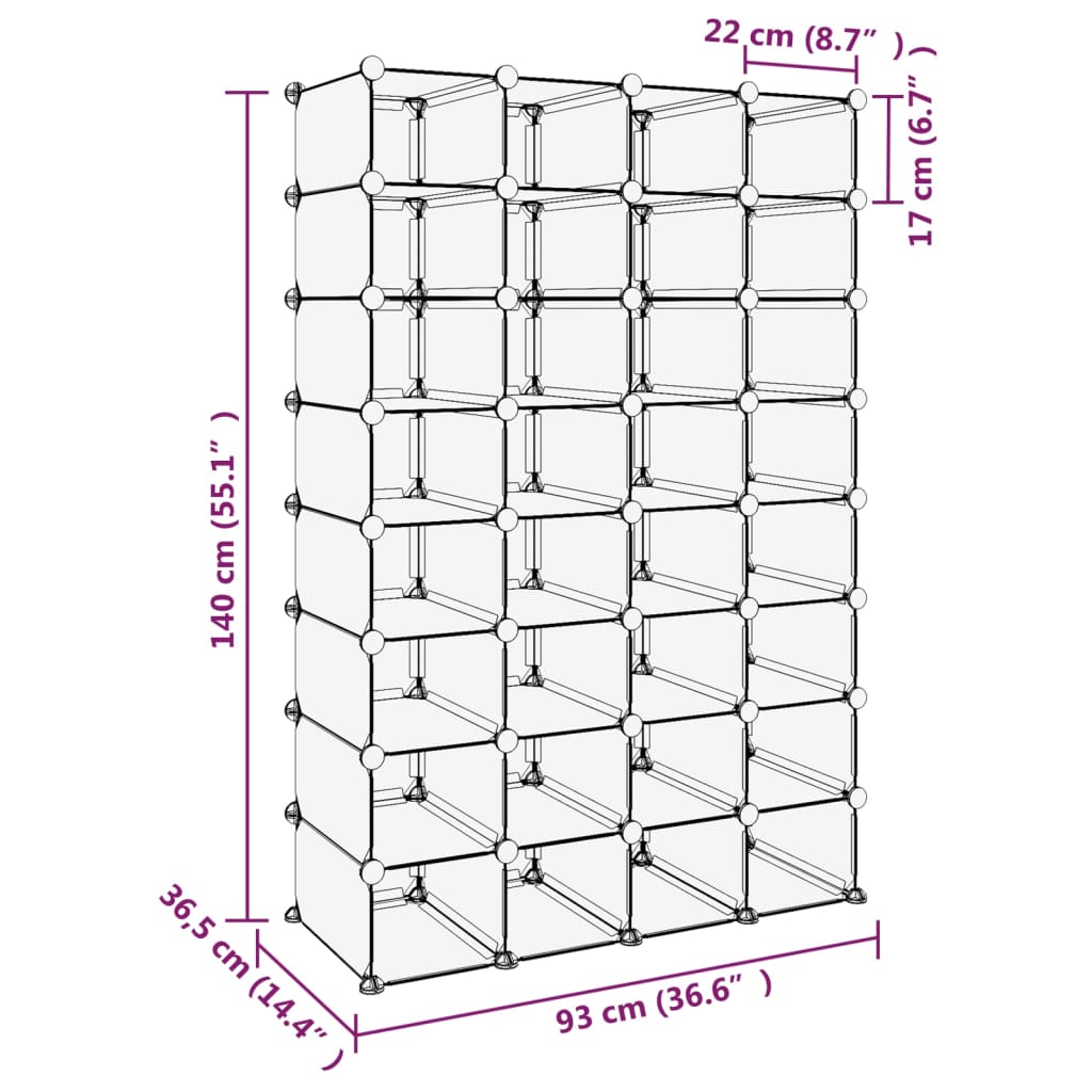 Shoe Rack Transparent Polypropylene & Steel Large Stackable